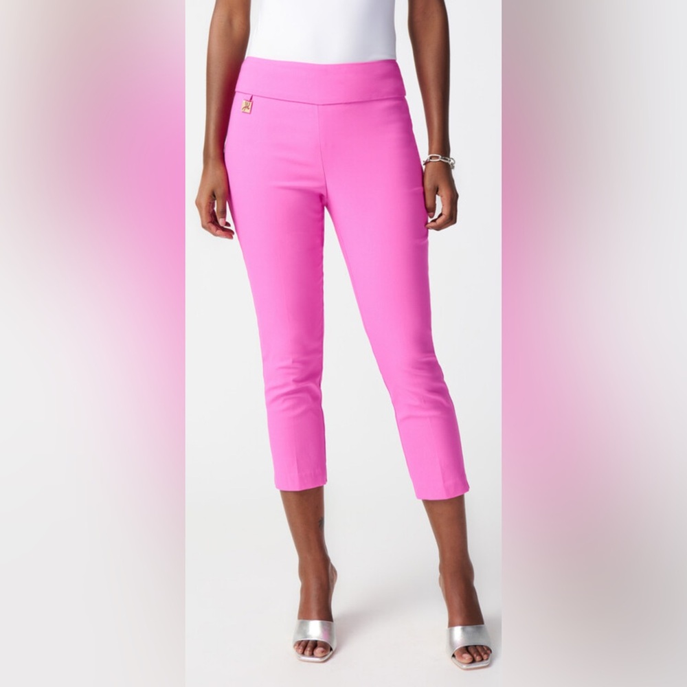 Joseph Ribkoff Bold Modern Pink Slim Cropped Trousers Size 4 Barbiecore